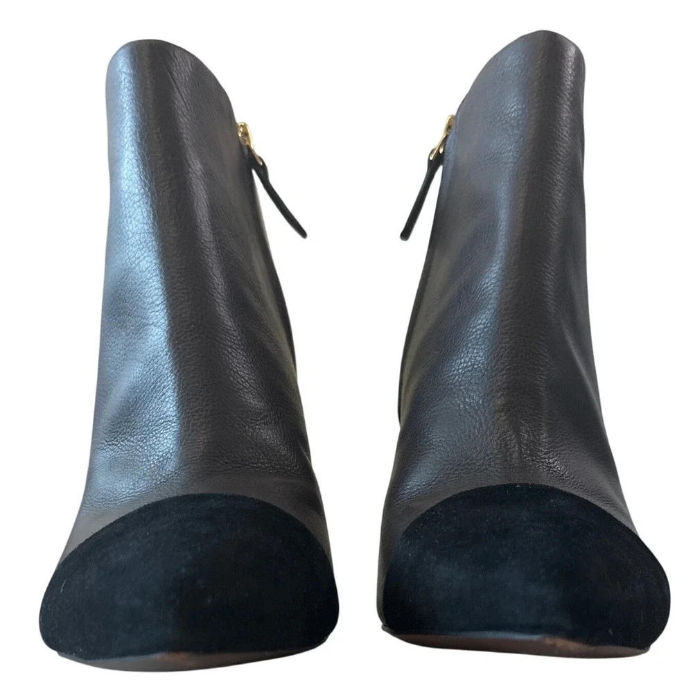 Tory Burch Ward 100mm Two-Tone Leather Suede Ankle Booties Size 9